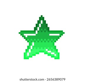 Pixel-Kunststern mit grünem Farbverlauf. ClipArt-Konzept