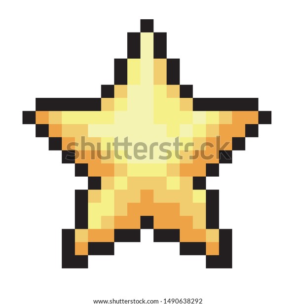 Pixel Art Star Isolated On White Stock Vector (Royalty Free) 1490638292