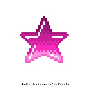 Pixel-Kunststern mit rosa Farbverlauf. ClipArt-Konzept