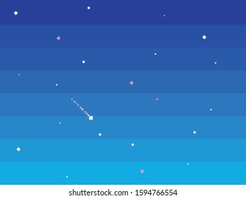 Pixel Art Star Sky At Evening With Shooting Star. Gradient Vector Background. Eps 10