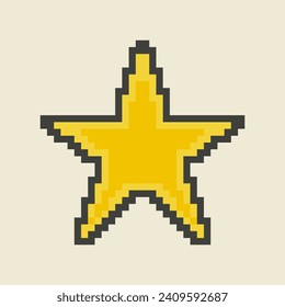 Pixel art star in trendy retro 8bit style.Vector illustration