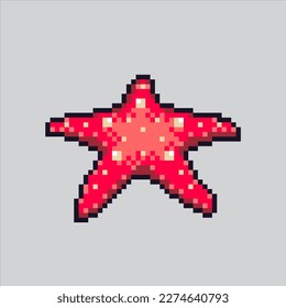 Pixel art starfish. Pixelated starfish animal. coral reef starfish for the pixel art game and icon for website. old school retro.