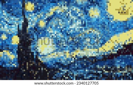 Pixel art. The Starry Night.