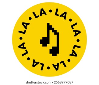 Pixel art sticker for music festival, karaoke, concert in retro 90s style. Music and sound y2k icon. Cool badge element. Geometric bright modern shape for collage, poster, stamp. Vector illustration