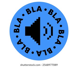 Pixel art sticker for podcasting, radio, audio streaming in retro 90s style. Voice and sound y2k icon. Cool badge element. Geometric bright modern shape for collage, poster, stamp. Vector illustration