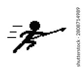 Pixel art stickman spear attack