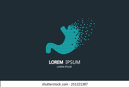 Pixel art stomach logo. Vector logotype design.