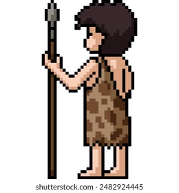 pixel arte de piedra edad niño aislado fondo