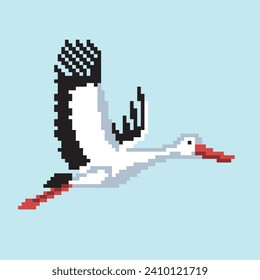 pixel art stork figure squared