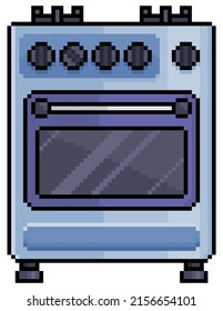 Pixel art stove vector icon for 8bit game on white background
