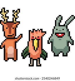 pixel art de estranho animal amigo isolado fundo isolado