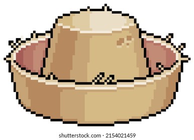 Pixel art straw hat festa junina outfit vector icon for 8bit game on white background
