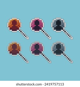 Pixel-Kunststrich-Set Symbol der Vergrößerung Menschen variieren Farbe. Menschen Symbol auf pixeliertem Stil. 8bits perfekt für das Spiel Asset oder Design Asset Element für Ihr Spieldesign. Einfache Pixelkunst-Icon-Objekt.
