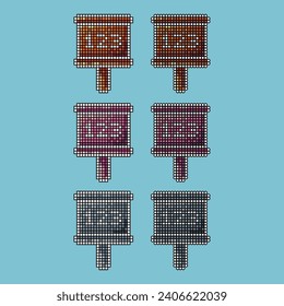 Pixel art stroke sets of 123 sign icon with variation color item asset. 123 sign icon on pixelated style. 8bits perfect for game asset or design asset element for your game design asset