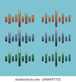 Pixel art stroke sets of beat music  icon with variation color item asset. Beat music icon on pixelated style. 8bits perfect for game asset or design asset element for your game design asset