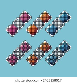 Pixel art stroke sets of candy icon with variation color item asset. candy icon on pixelated style. 8bits perfect for game asset or design asset element for your game design asset