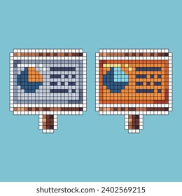 Pixel art stroke sets of Graphics icon with variation color item asset.Graphic board icon on pixelated style. 8bits perfect for game asset or design asset element for your game design asset