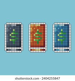 Conjuntos de trazo de arte de píxeles de un icono de dinero del teléfono con un activo de elemento de color de variación. icono del teléfono de dinero en estilo pixelado. 8 bits perfectos para activos de juego o elementos de activos de diseño para su activo de diseño de juegos