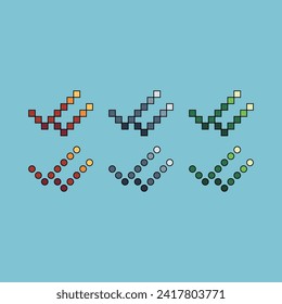 Pixelart-Strich setzt Symbol für die Variationsfarbe der Checkliste. Checkliste-Symbol auf pixeliertem Stil. 8bits perfekt für das Spiel Asset oder Design Asset Element für Ihr Spieldesign. Einfache Pixelkunst-Icon-Objekt.