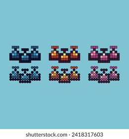 Pixel art stroke sets icon of pack potion variation color. potion icon on pixelated style. 8bits perfect for game asset or design asset element for your game design. Simple pixel art icon asset.