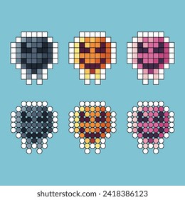 Pixel art stroke sets icon of ghost emoticon variation color. ghost icon on pixelated style. 8bits perfect for game asset or design asset element for your game design. Simple pixel art icon asset.