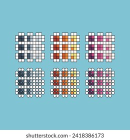 Pixel art stroke sets icon of grid icon variation color. Grid icon on pixelated style. 8bits perfect for game asset or design asset element for your game design. Simple pixel art icon asset.