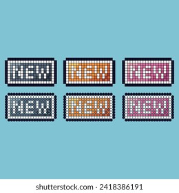 El trazo de imagen de píxeles establece un icono de nuevo color de variación de botón. nuevo icono de botón en estilo pixelado. 8 bits perfectos para activos de juego o elementos de activos de diseño para su diseño de juego. Elemento de icono de píxel simple.