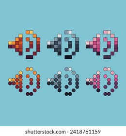 Pixel art stroke sets icon of sound mic variation color. Sound icon on pixelated style. 8bits perfect for game asset or design asset element for your game design. Simple pixel art icon asset.
