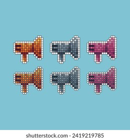 Pixel art stroke sets icon of  megaphone variation color.megaphone icon on pixelated style. 8bits perfect for game asset or design asset element for your game design. Simple pixel art icon asset.