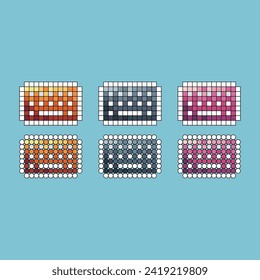 El trazo de imagen de píxeles establece un icono de color de variación de teclado. Icono de teclado en estilo pixelado. 8 bits perfectos para activos de juego o elementos de activos de diseño para su diseño de juego. Elemento de icono de píxel simple.