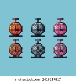 Pixel art stroke sets icon of clock variation color. clock watch icon on pixelated style. 8bits perfect for game asset or design asset element for your game design. Simple pixel art icon asset.