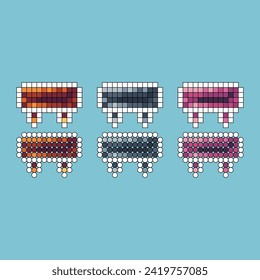 El trazo de imagen de píxeles establece el icono de la variación de tabla color.table en el estilo pixelado. 8 bits perfectos para activos de juego o elementos de activos de diseño para su diseño de juego. Elemento de icono de píxel simple.
