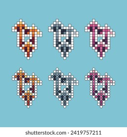 Pixel art stroke sets icon of arrow up variation color.Upgrade icon on pixelated style. 8bits perfect for game asset or design asset element for your game design. Simple pixel art icon asset.

