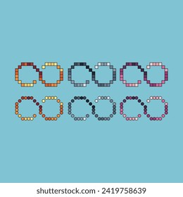 El trazo de dibujo de píxeles establece el icono de color de variación de signo infinito. icono ilimitado en estilo pixelado. 8 bits perfectos para activos de juego o elementos de activos de diseño para su diseño de juego. Elemento de icono de píxel simple.