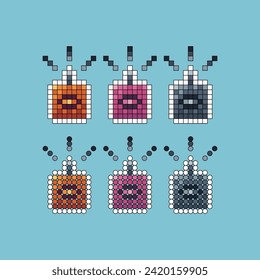 Pixel art stroke sets icon of lunar candle variation color. Candle icon on pixelated style. 8bits perfect for game asset or design asset element for your game design. Simple pixel art icon asset.
