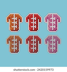 Pixel art stroke sets icon of lunar shirt variation color.Chinese shirt icon on pixelated style. 8bits perfect for game asset or design asset element for your game design. Simple pixel art icon asset.