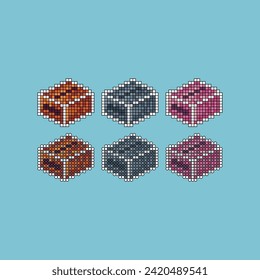 Pixel art stroke sets icon of box icon variation color. paper box icon on pixelated style. 8bits perfect for game asset or design asset element for your game design. Simple pixel art icon asset.