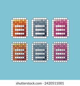 Pixel art stroke sets icon of document icon variation color. Document icon on pixelated style. 8bits perfect for game asset or design asset element for your game design. Simple pixel art icon asset