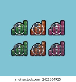 Pixel art stroke sets icon of money graphic logo variation color.finance graph icon on pixelated style. 8bits Illustration, perfect for design asset element your game ui. Simple pixel art icon asset.