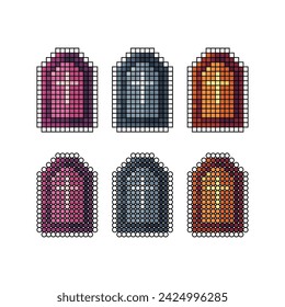 Pixel art stroke sets icon of grave in variation color. rest in peace icon on pixelated style. 8bits perfect for game asset or design asset element for your game design. Simple pixel art icon asset.