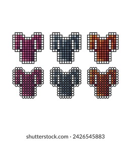 Pixel art stroke sets icon of armor in variation color. Armor icon on pixelated style. 8bits perfect for game asset or design asset element for your game design. Simple pixel art icon asset.