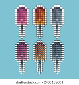 Pixel art stroke sets of screwdriver icon with variation color item asset. screwdriver icon on pixelated style. 8bits perfect for game asset or design asset element for your game design asset