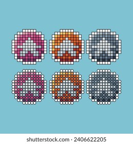 Pixel art stroke sets of star symbol icon with variation color item asset. star symbol icon on pixelated style. 8bits perfect for game asset or design asset element for your game design asset