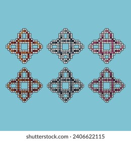 Pixel art stroke sets of symbol icon with variation color item asset. symbol icon on pixelated style. 8bits perfect for game asset or design asset element for your game design asset