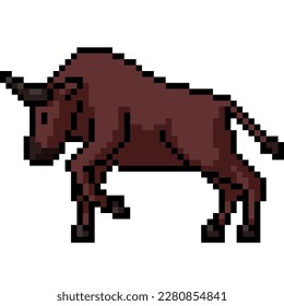 pixel art of strong bull brown