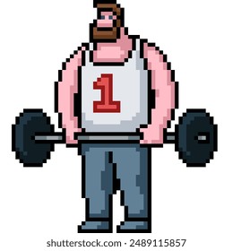 pixel arte de músculo fuerte hombre aislado fondo