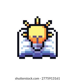 Pixel Art Study Icon Book and Lamp Education Learning 8 Bit