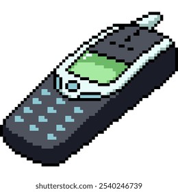 pixel art of sturdy outdated phone isolated background