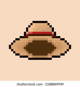pixel art style, 18 bit style straw hat vector