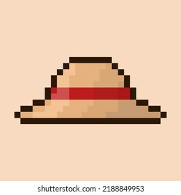 pixel art style, 18 bit style straw hat vector